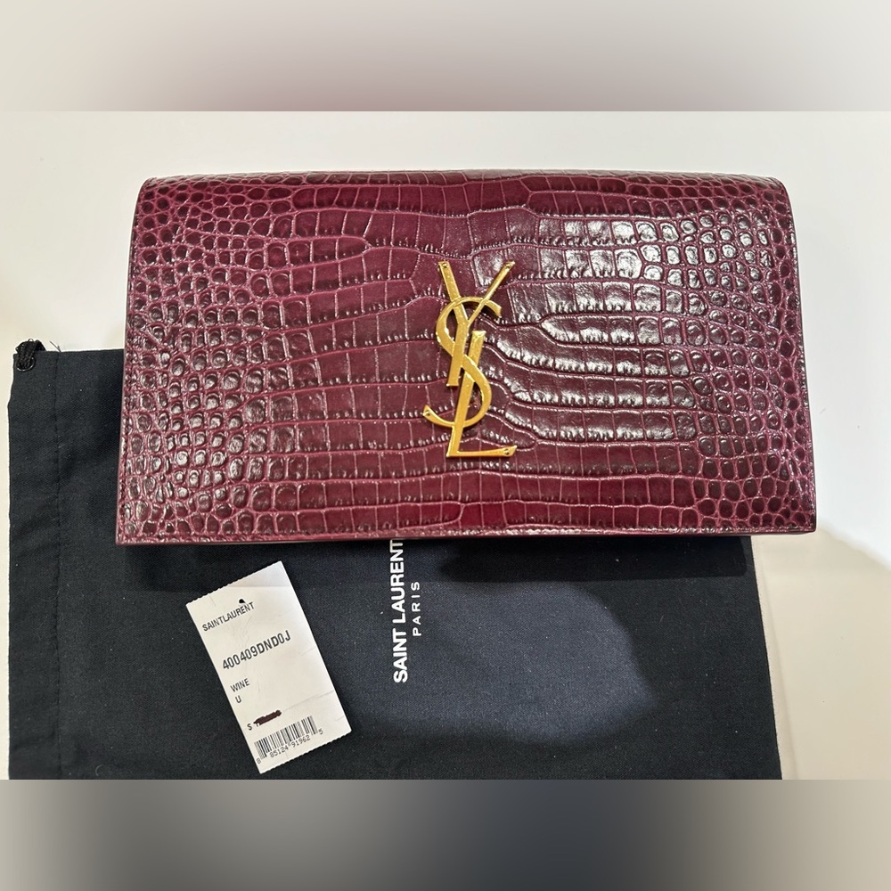 YSL croc alligator clutch